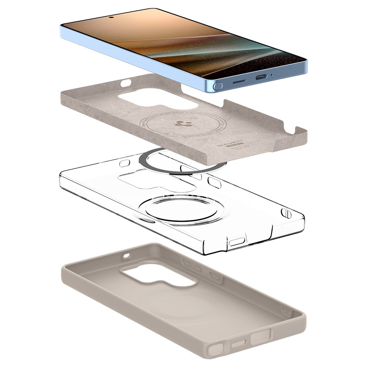 Spigen Silicone Fit MagSafe, natural titanium - Samsung Galaxy S25 Ultra (7)