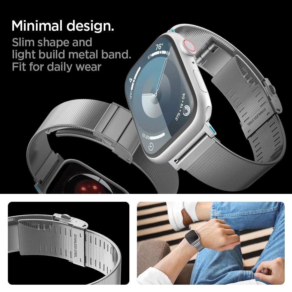 Spigen Sleek Link, silver - Apple Watch 49mm/46mm/45mm/44mm/42mm (16)