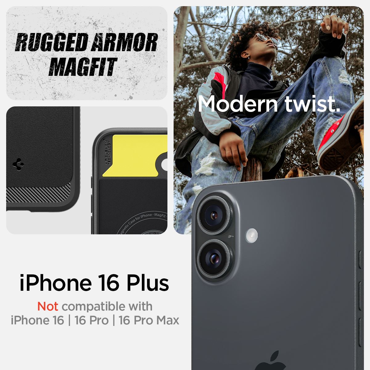 Spigen Rugged Armor MagSafe, matte black - iPhone 16 Plus (8)