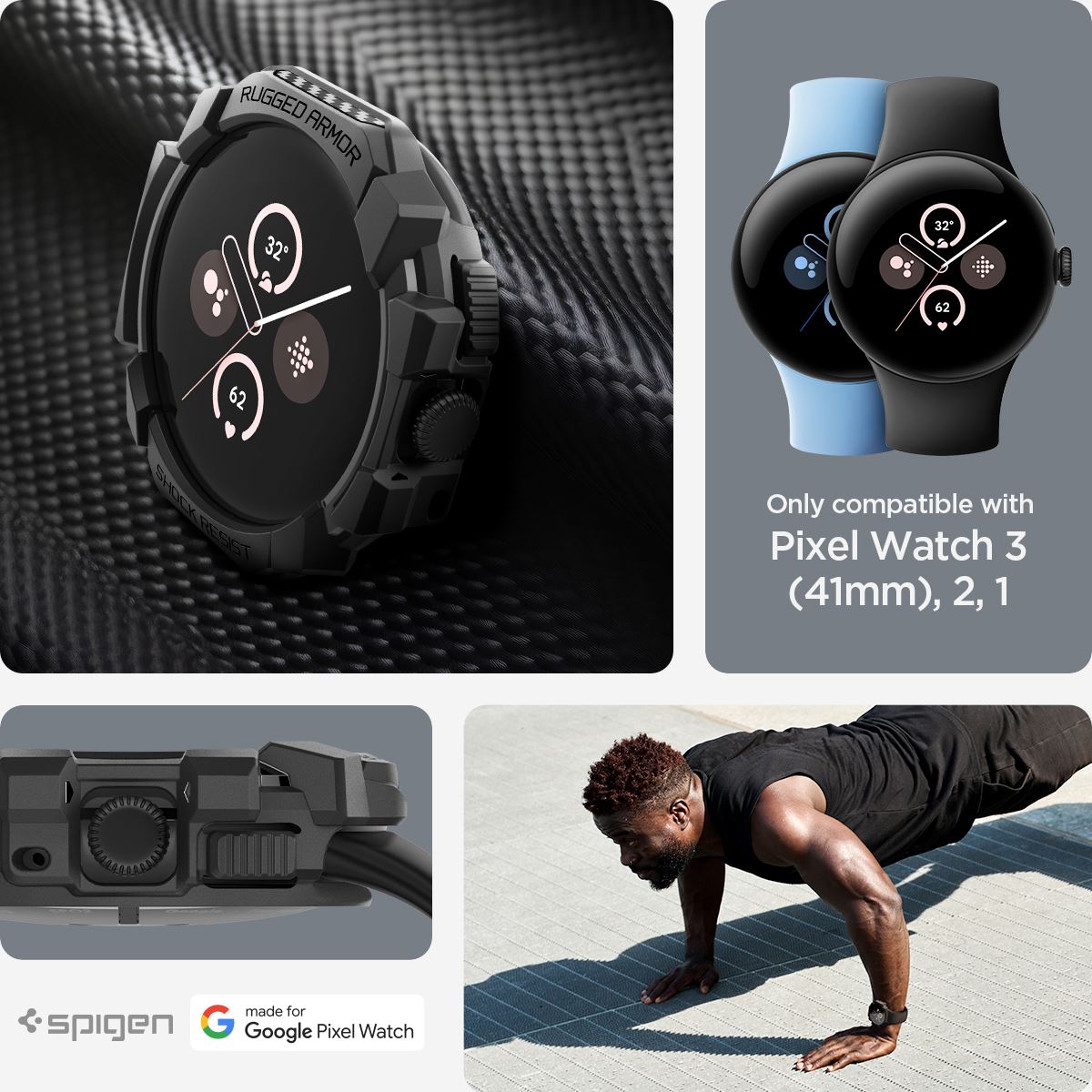 Spigen Rugged Armor, matte black - Google Pixel Watch 3/2/1 (41mm) (11)
