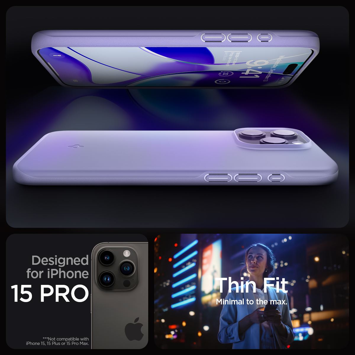 Spigen Thin Fit, iris purple - iPhone 15 Pro (12)
