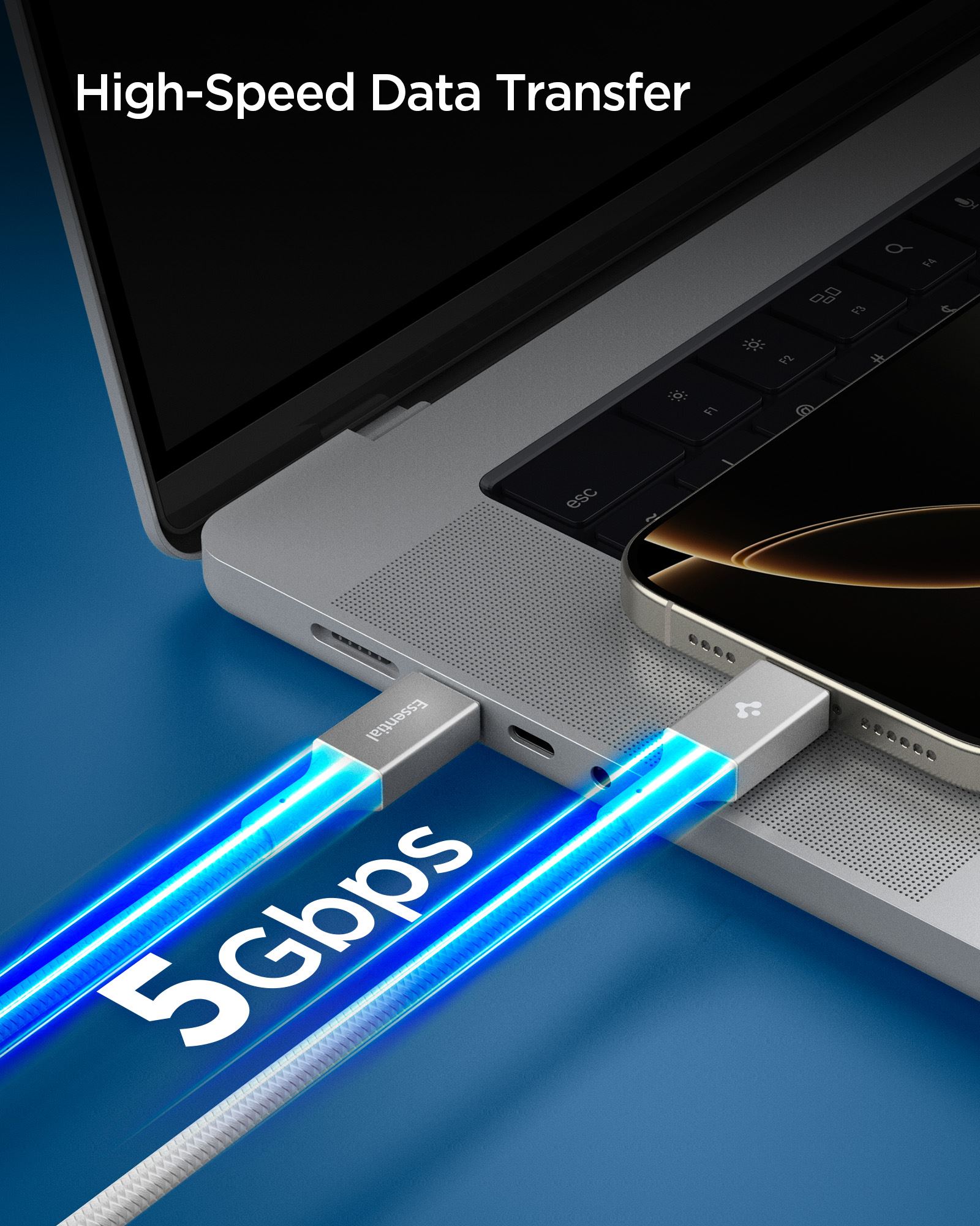 Spigen Essential USB C to USB C 100W Fabric Cable, white EB10015CC (5)