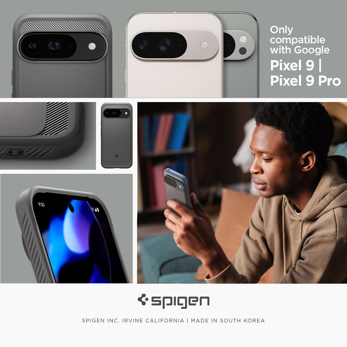 Spigen Rugged Armor, marble gray - Google Pixel 9 Pro/Pixel 9 (11)