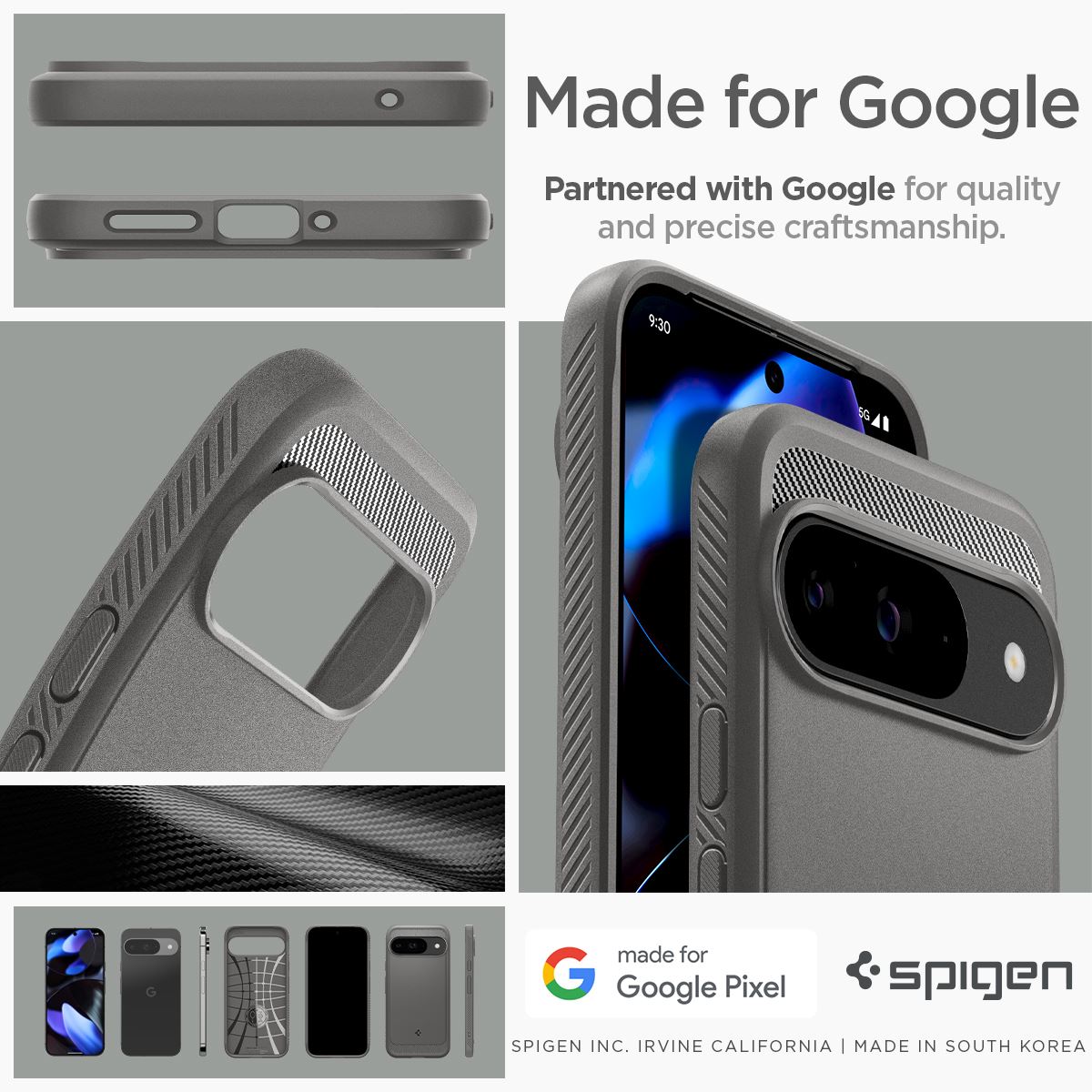 Spigen Rugged Armor, marble gray - Google Pixel 9 Pro/Pixel 9 (16)