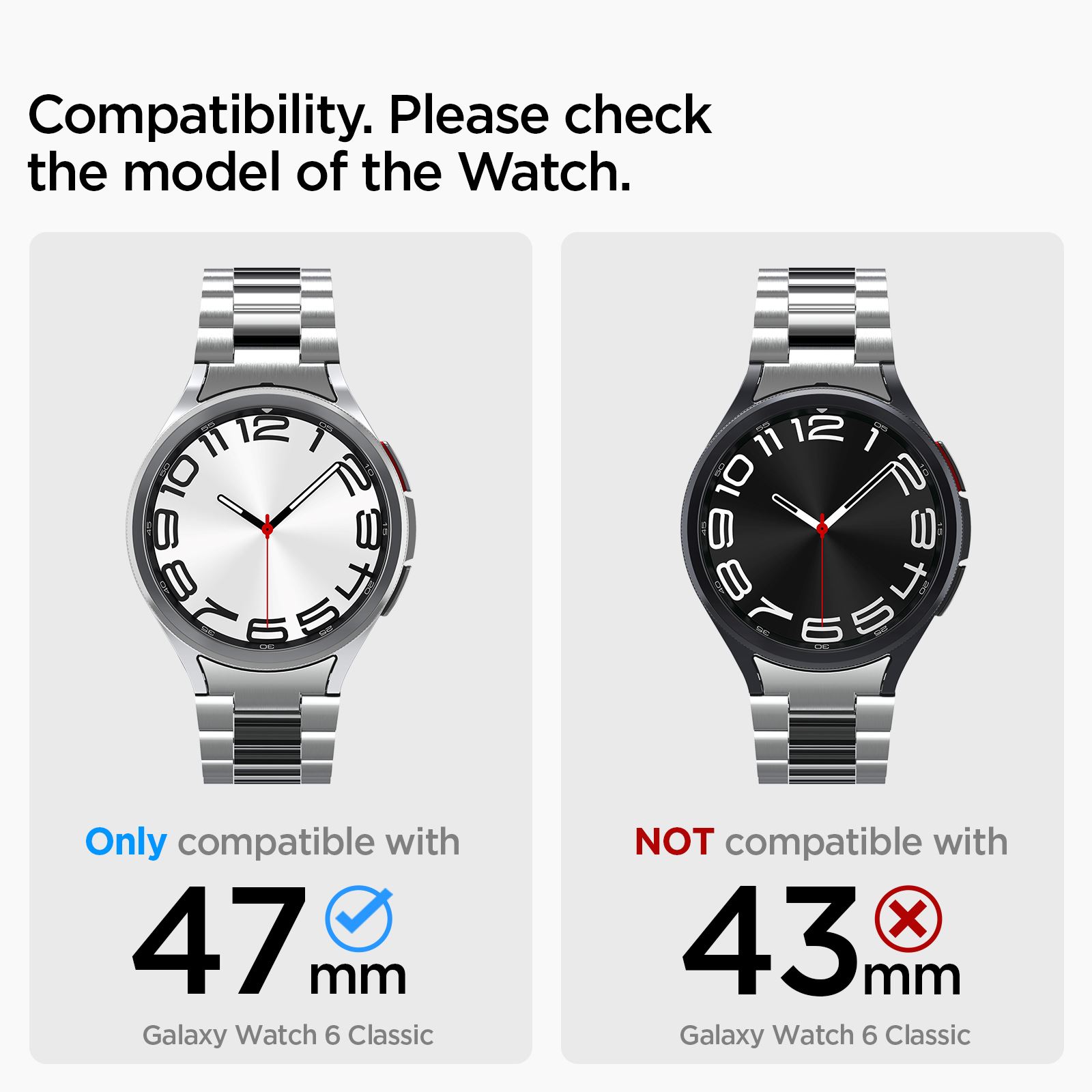 Spigen Modern Fit 316L Band, silver - Samsung Galaxy Watch6 Classic 47mm (2)
