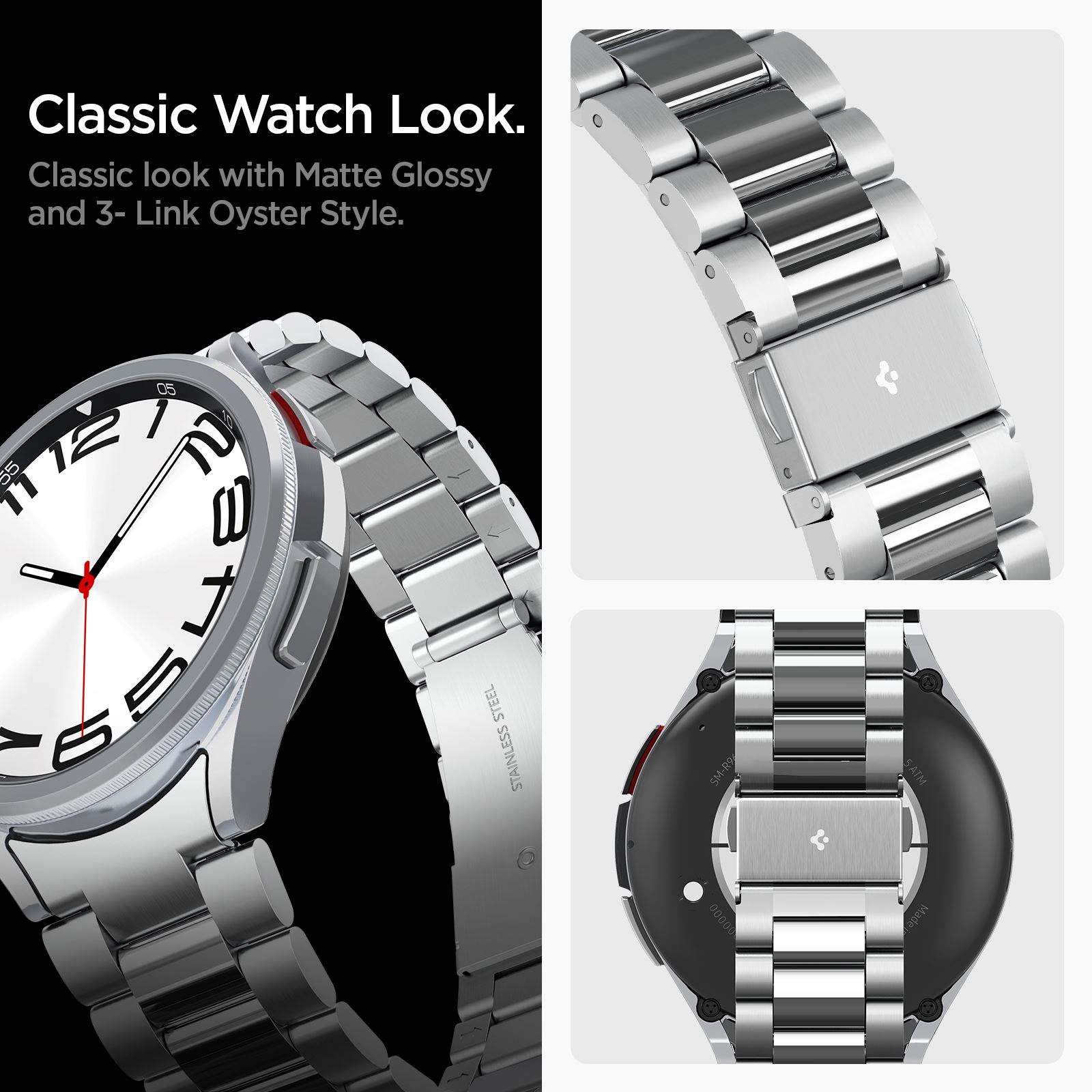 Spigen Modern Fit 316L Band, silver - Samsung Galaxy Watch6 Classic 47mm (5)