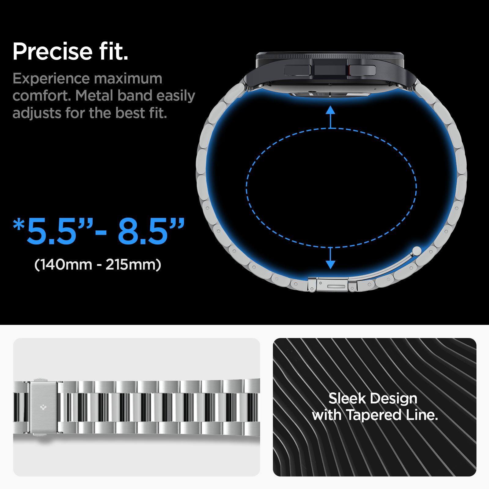 Spigen Modern Fit 316L Band, silver - Samsung Galaxy Watch6 Classic 47mm (6)