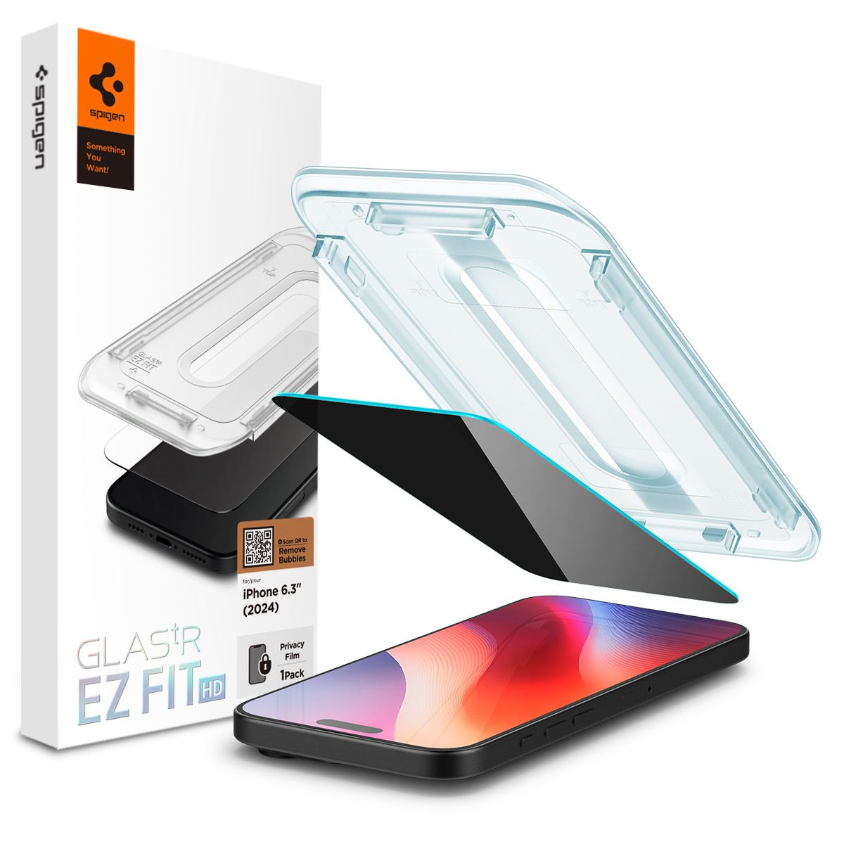Spigen Glass tR EZ Fit HD (Privacy) 1 Pack, transparency - iPhone 16 Pro