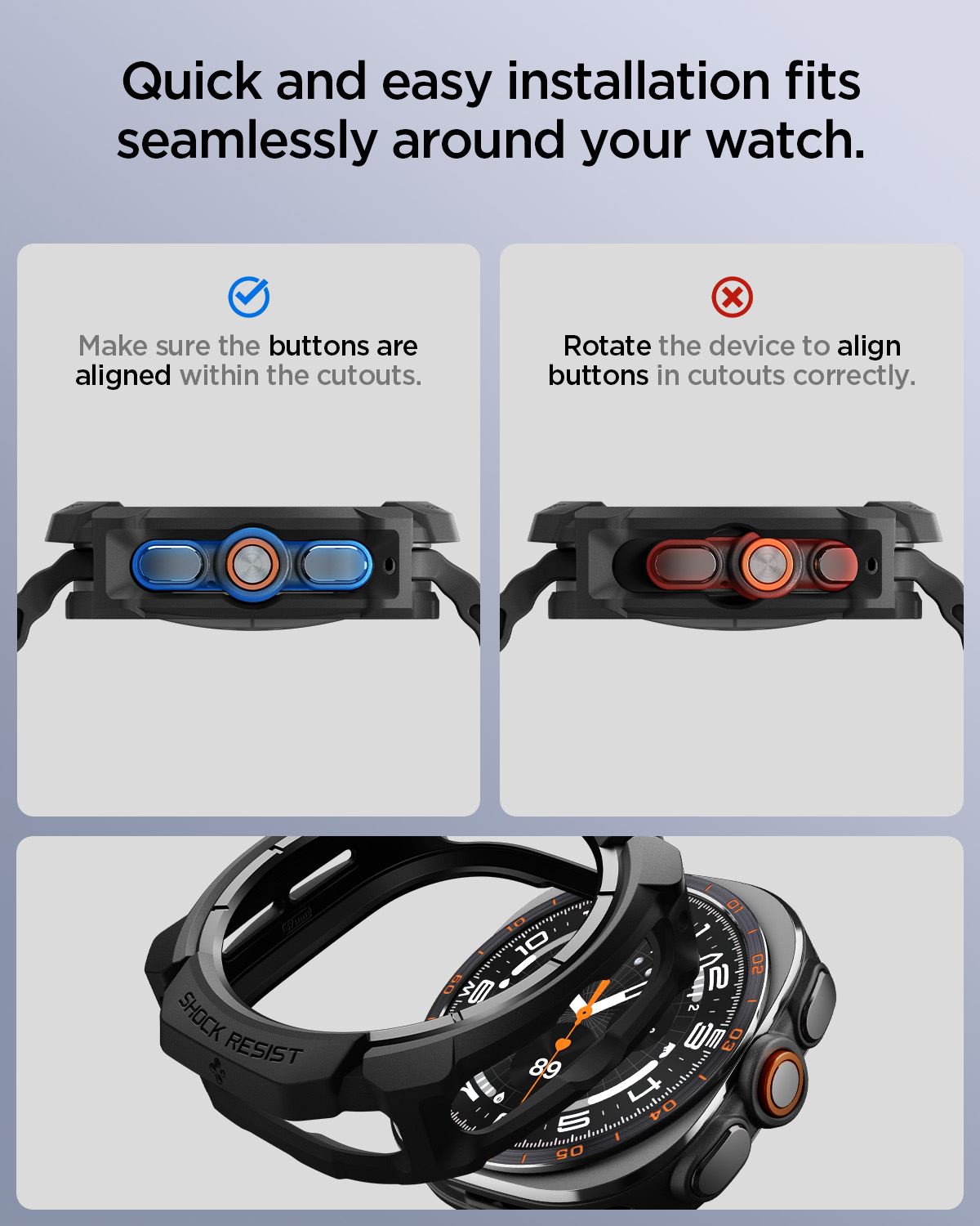 Spigen Rugged Armor, matte black - Samsung Galaxy Watch Ultra 2 47mm (14)