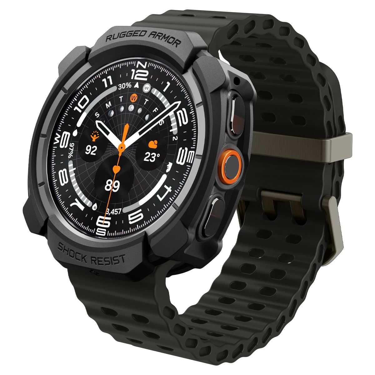 Spigen Rugged Armor, matte black - Samsung Galaxy Watch Ultra 2 47mm