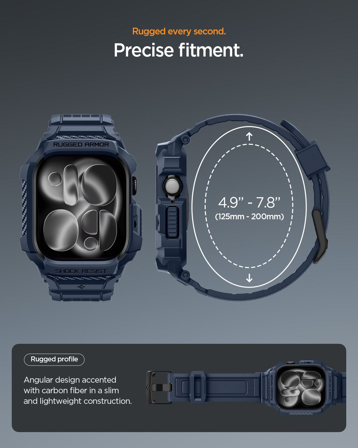 Spigen Rugged Armor Pro 2, navy blue - Apple Watch 11 42mm (14)