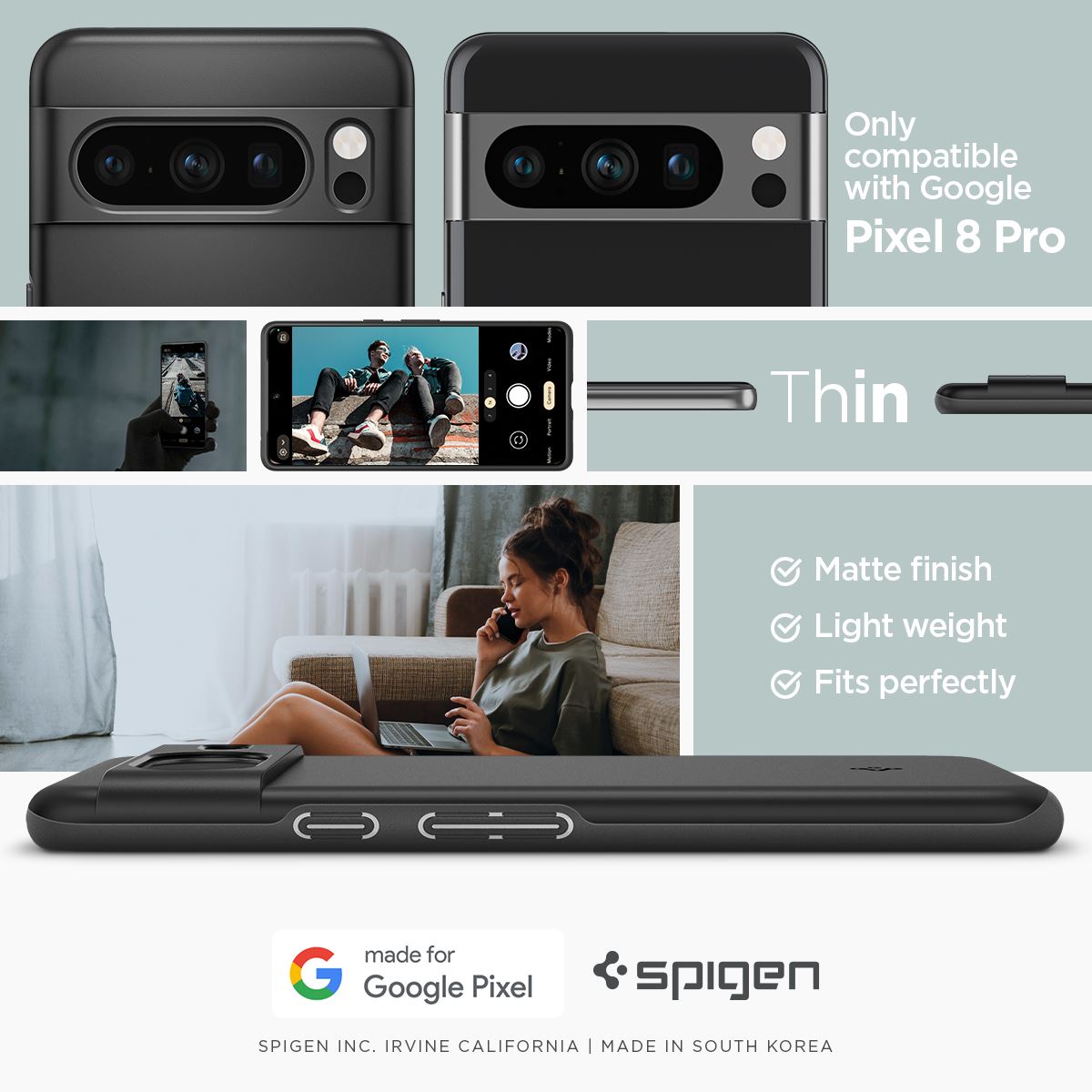 Spigen Thin Fit, black - Google Pixel 8 Pro (12)