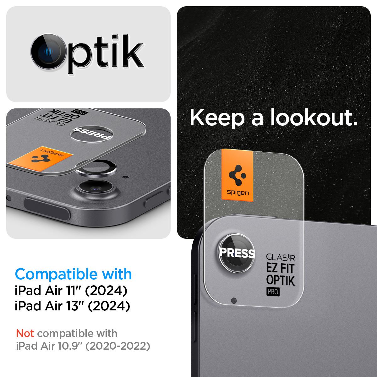 Spigen Glass tR EZ Fit Optik Pro 2 Pack, space gray - iPad Air 11"/13" 2024/2025 (7)