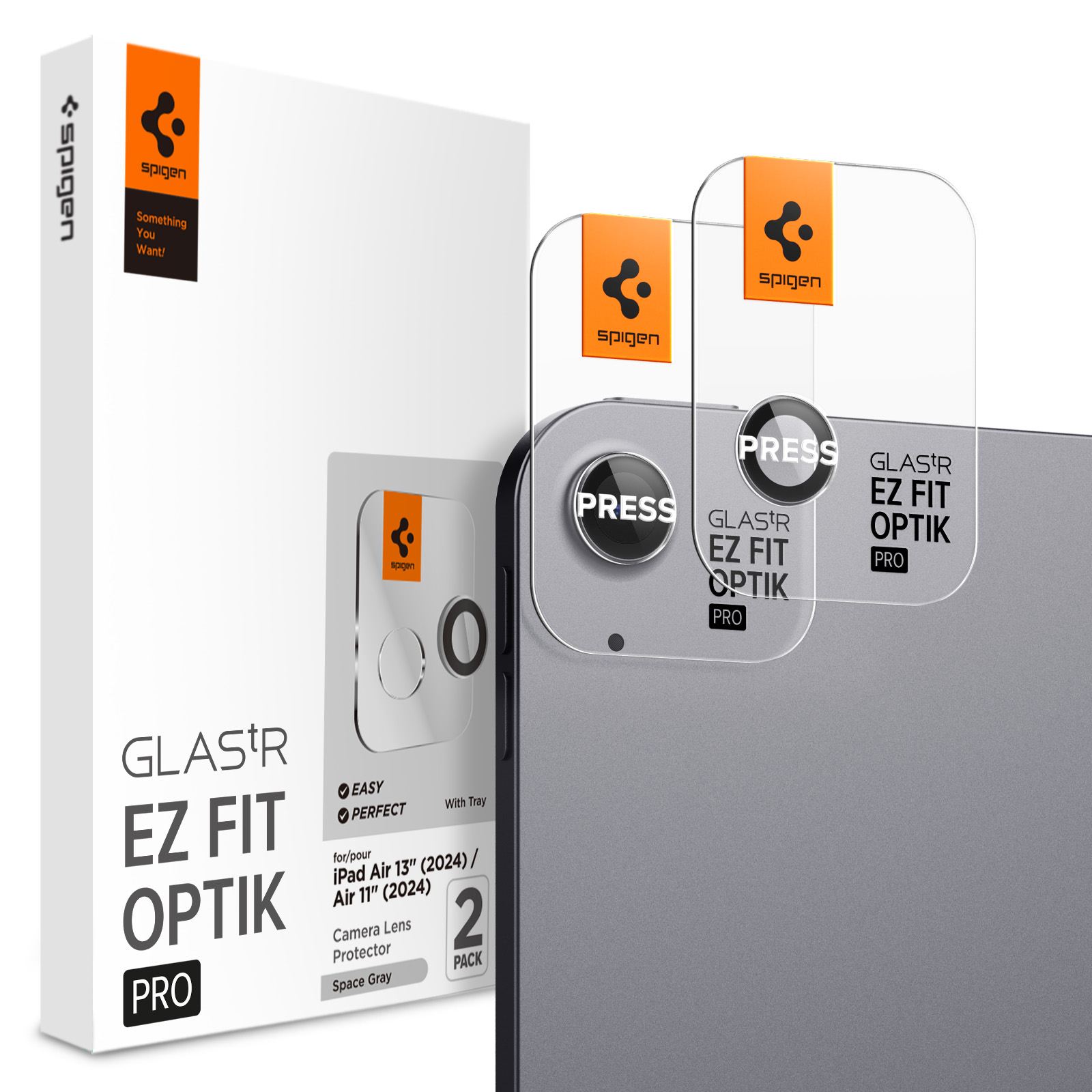 Spigen Glass tR EZ Fit Optik Pro 2 Pack, space gray - iPad Air 11/13 2024/2025