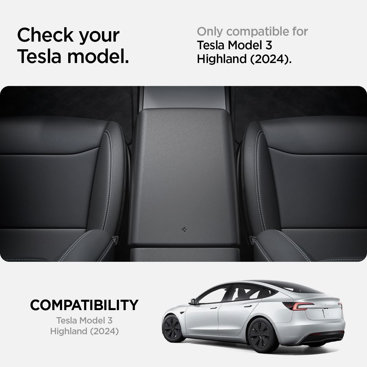 Spigen Tesla Armrest Cover, black - Tesla Model 3 2024 (5)