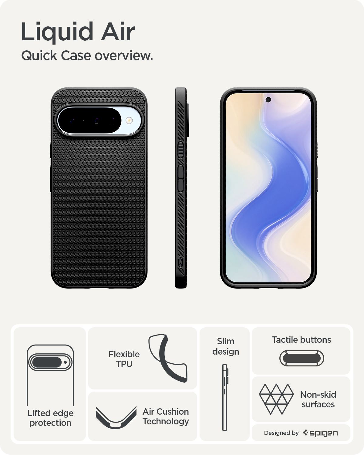 Spigen Liquid Air, matte black - Google Pixel 10 Pro/Pixel 10 (15)