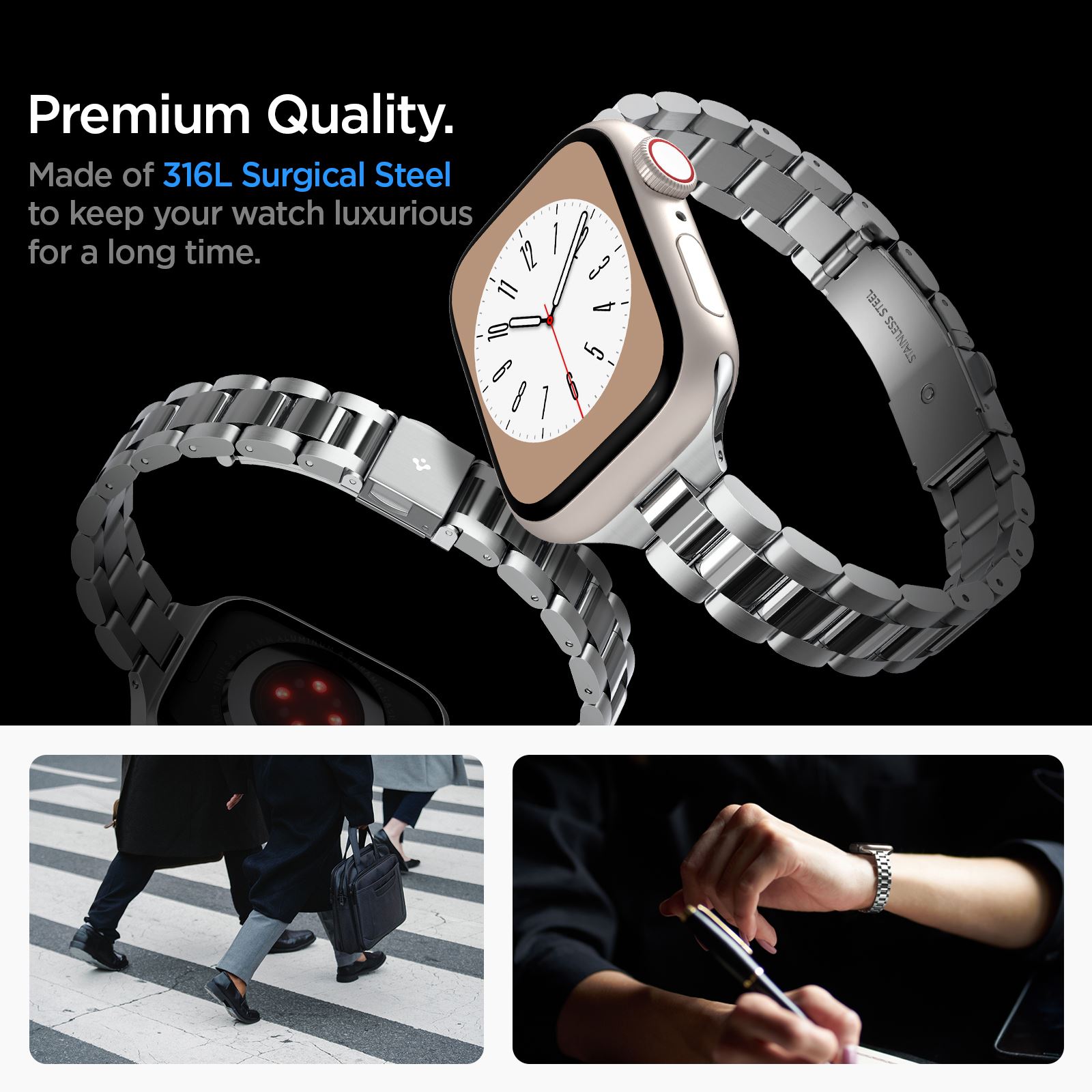 Spigen Modern Fit 316L Band, silver - Apple Watch 42mm/41mm/40mm/38mm (2)