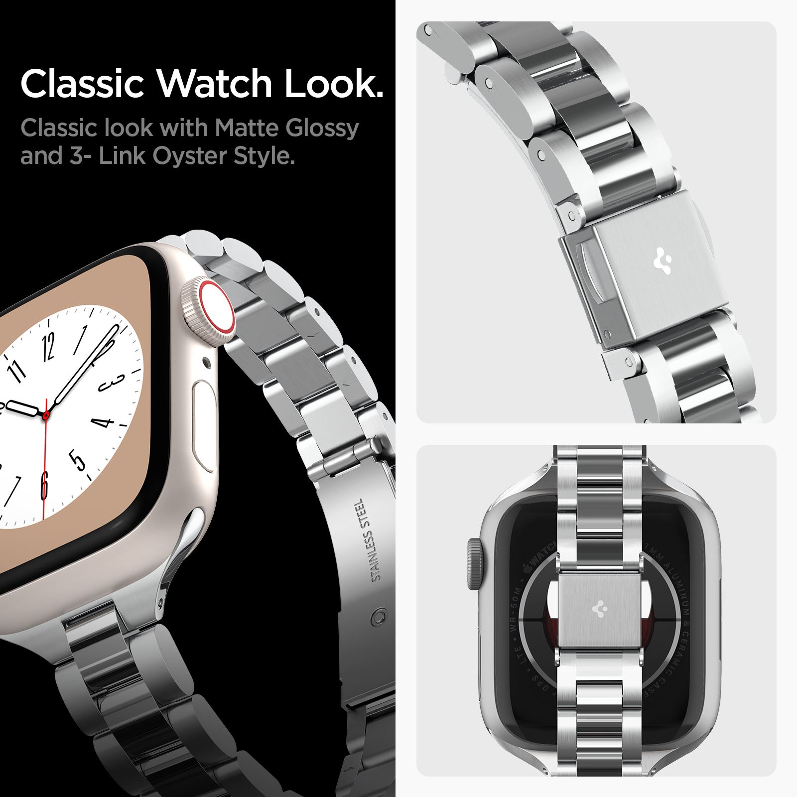 Spigen Modern Fit 316L Band, silver - Apple Watch 42mm/41mm/40mm/38mm (3)