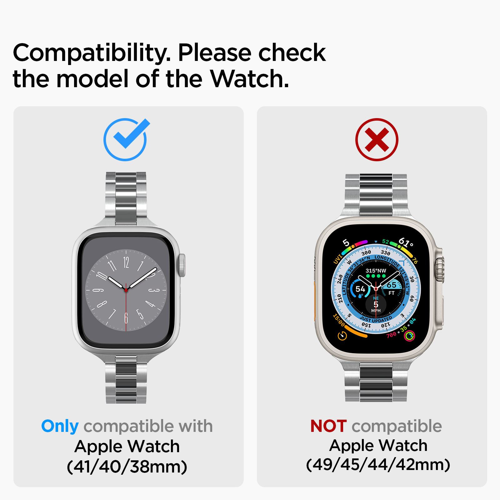 Spigen Modern Fit 316L Band, silver - Apple Watch 42mm/41mm/40mm/38mm (5)