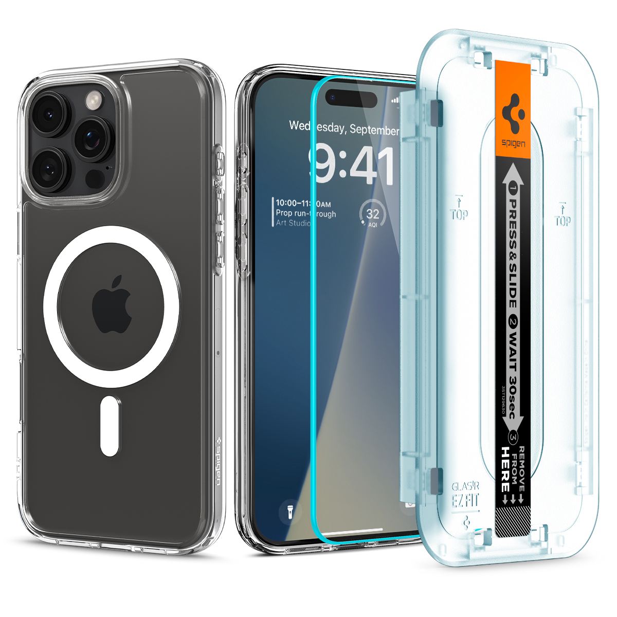Spigen Ultra Hybrid MagSafe, white + Glass tR EZ Fit Pack - iPhone 16 Pro Max (1)