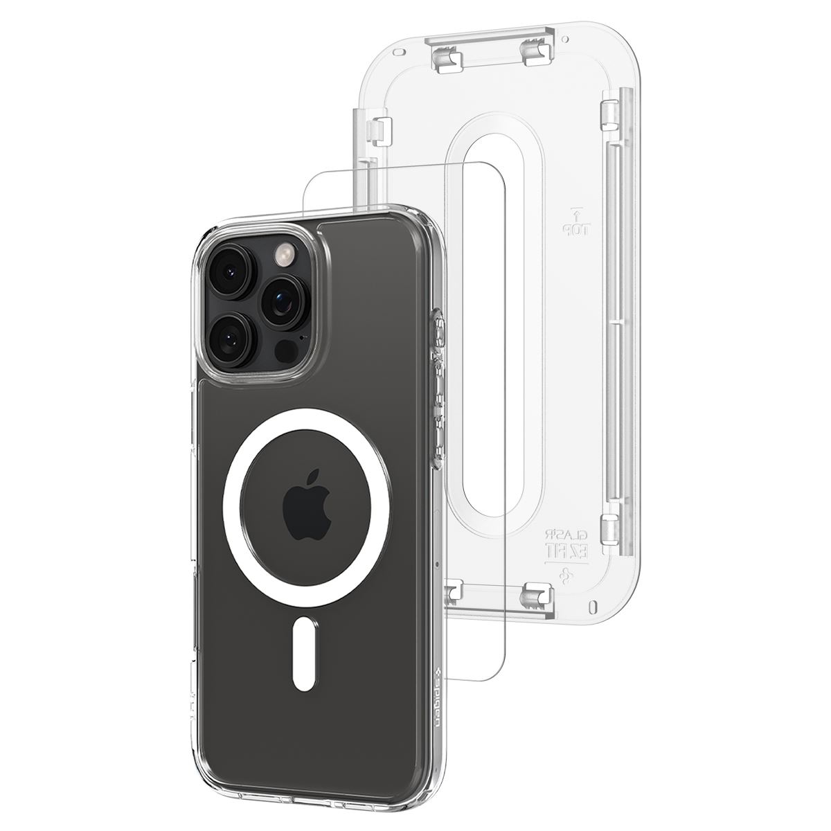 Spigen Ultra Hybrid MagSafe, white + Glass tR EZ Fit Pack - iPhone 16 Pro Max (2)