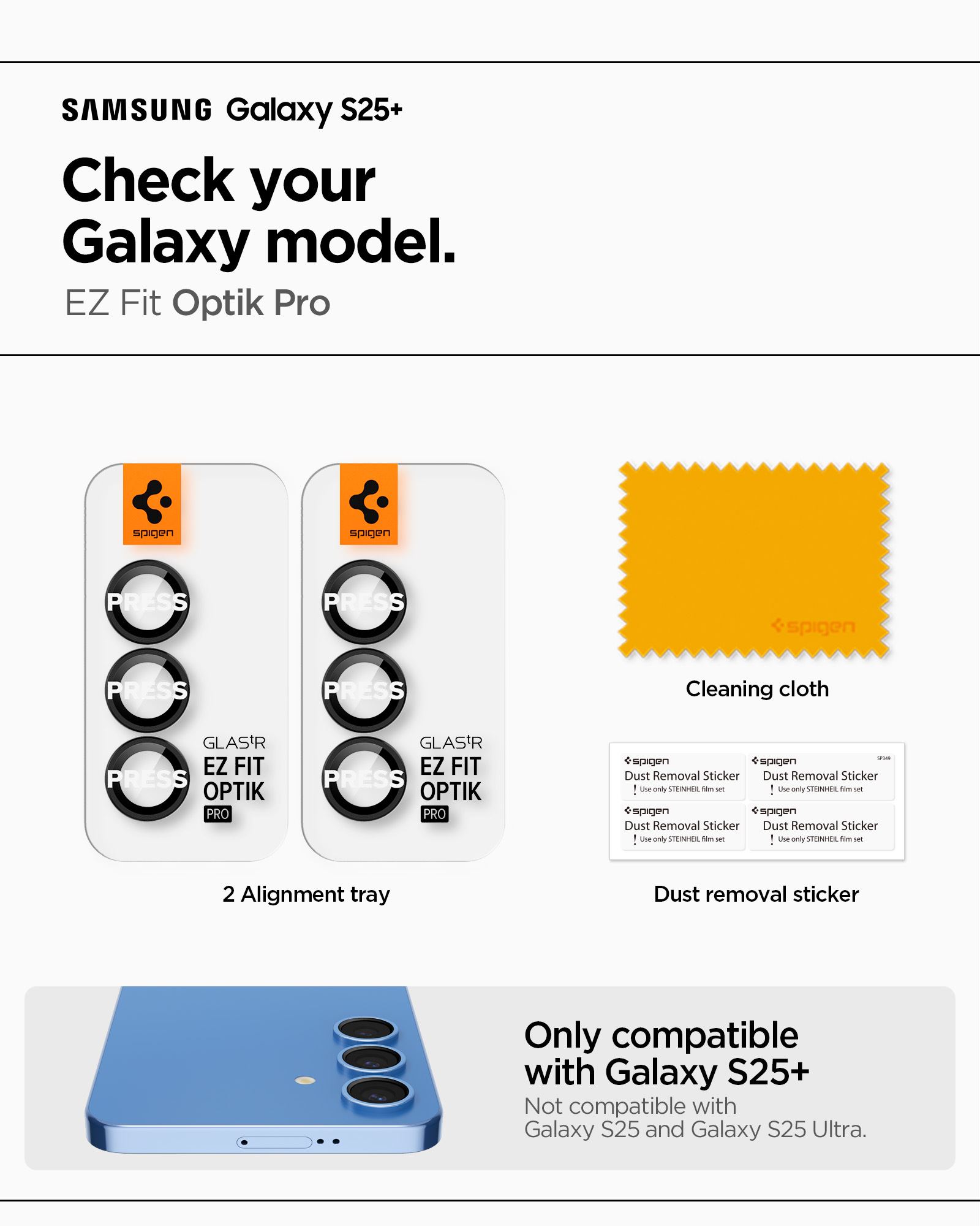 Spigen Glass tR EZ Fit Optik Pro HD 2 Pack, black - Samsung Galaxy S25+ (8)