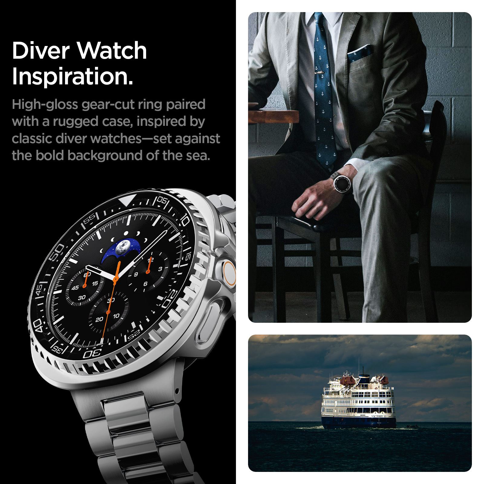 Spigen Bezel Tune Pro (Diver), black - Samsung Galaxy Watch 8 Classic 46mm (15)