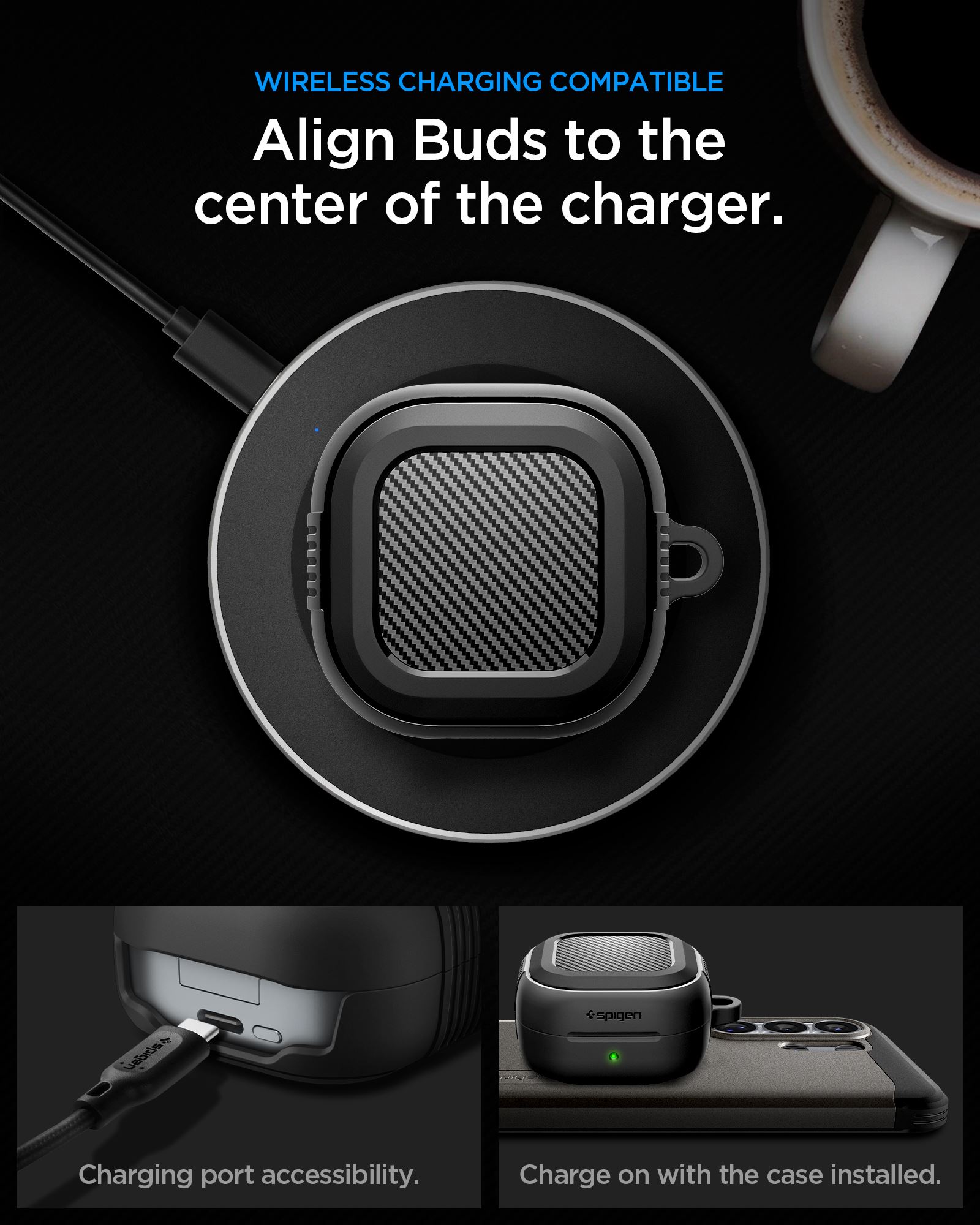 Spigen Rugged Armor, matte black - Samsung Galaxy Buds 4 Pro/4 (13)