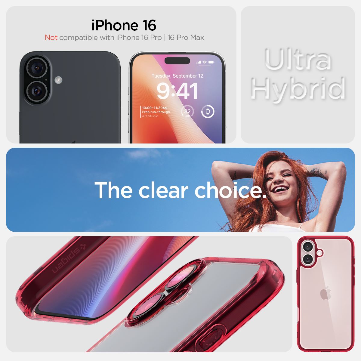 Spigen Ultra Hybrid, red crystal - iPhone 16 (8)