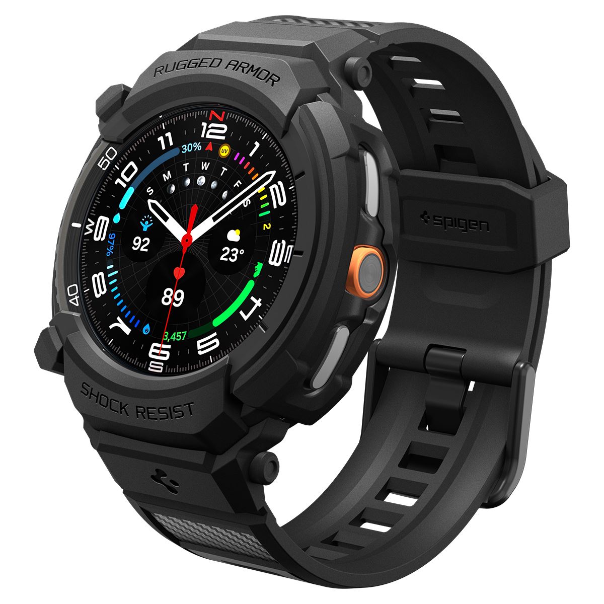 Spigen Rugged Armor Pro, matte black - Samsung Galaxy Watch 8 Classic (46mm)