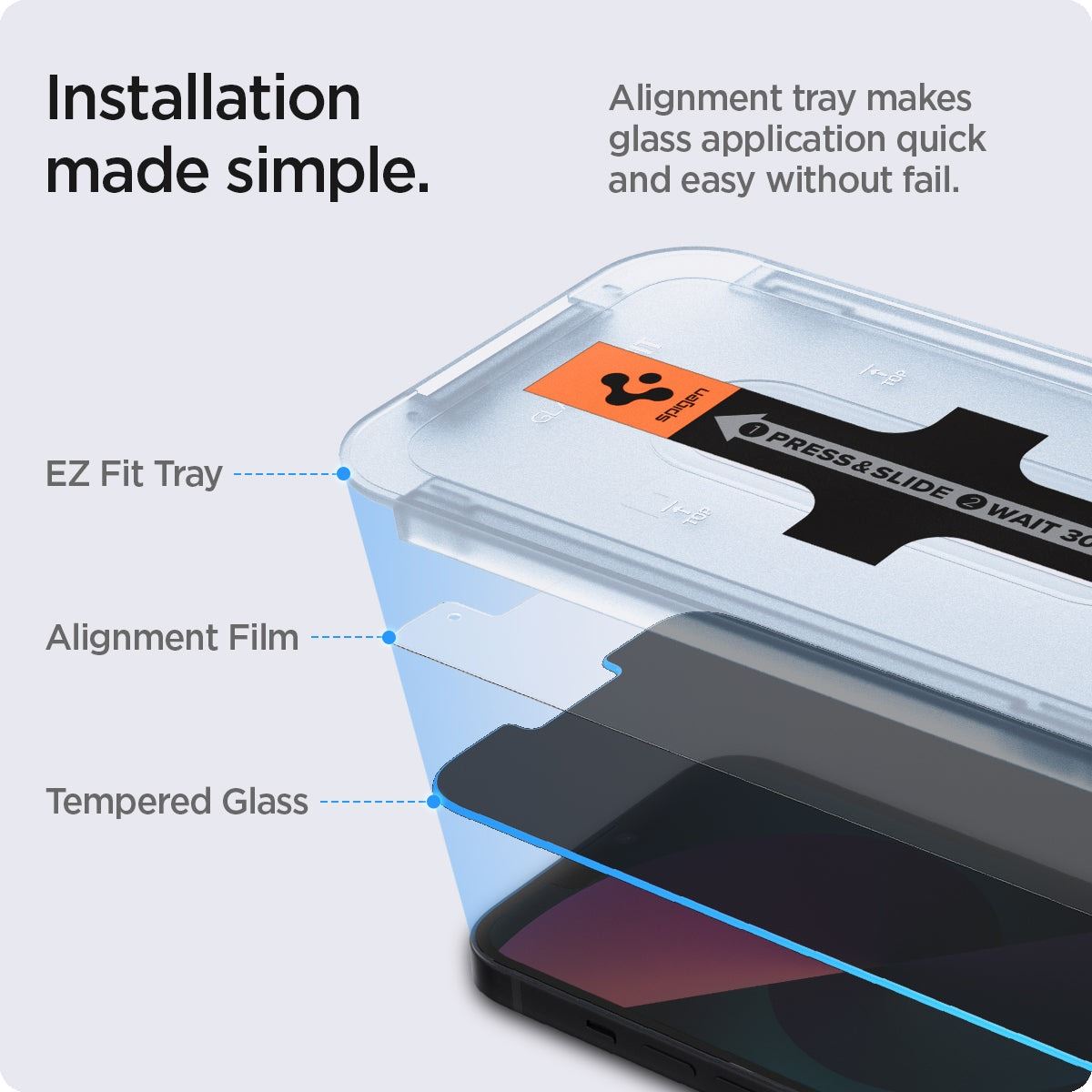 Spigen Glass tR EZ Fit Transparency Sensor Open Privacy 2 Pack - iPhone 16e/14/13/13 Pro (2)