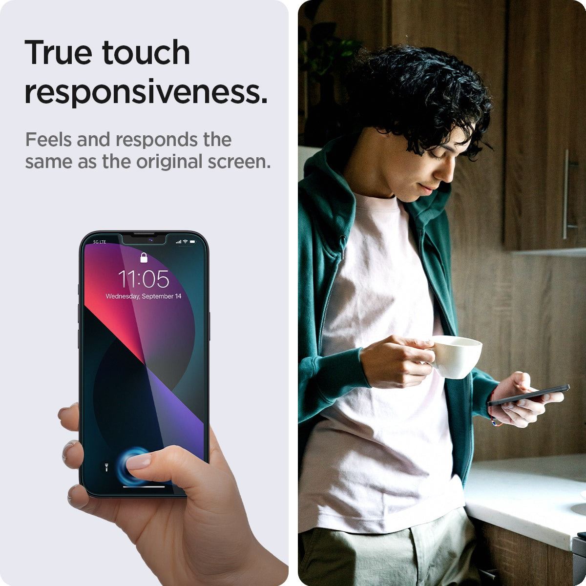 Spigen Glass tR EZ Fit Transparency Sensor Open Privacy 2 Pack - iPhone 16e/14/13/13 Pro (3)
