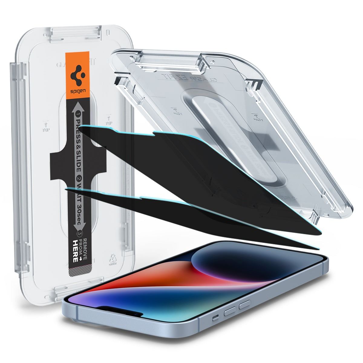 Spigen Glass tR EZ Fit Transparency Sensor Open Privacy 2 Pack - iPhone 16e/14/13/13 Pro