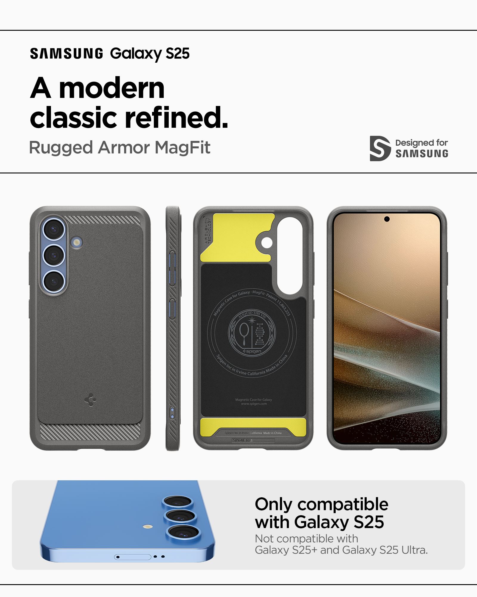 Spigen Rugged Armor MagSafe, marble gray - Samsung Galaxy S25 (12)