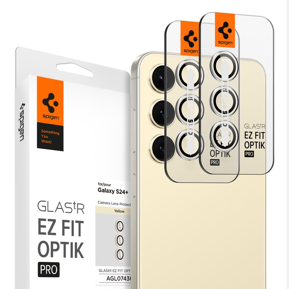 Spigen Glass tR EZ Fit Optik Pro 2 Pack, yellow - Samsung Galaxy S24+ (1)