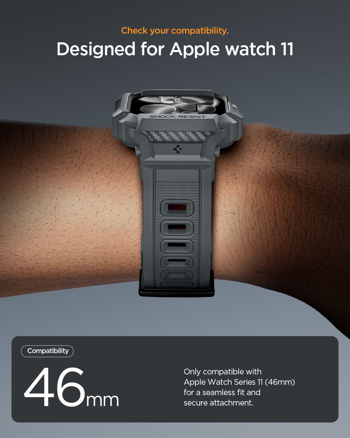 Spigen Rugged Armor Pro 2, dark gray - Apple Watch 11 46mm (12)