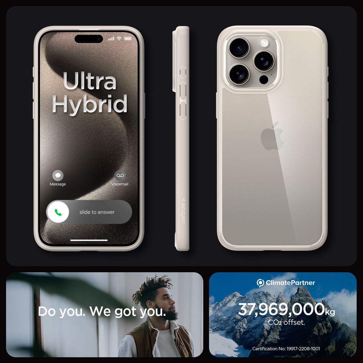 Spigen Ultra Hybrid, natural titanium - iPhone 15 Pro Max (2)