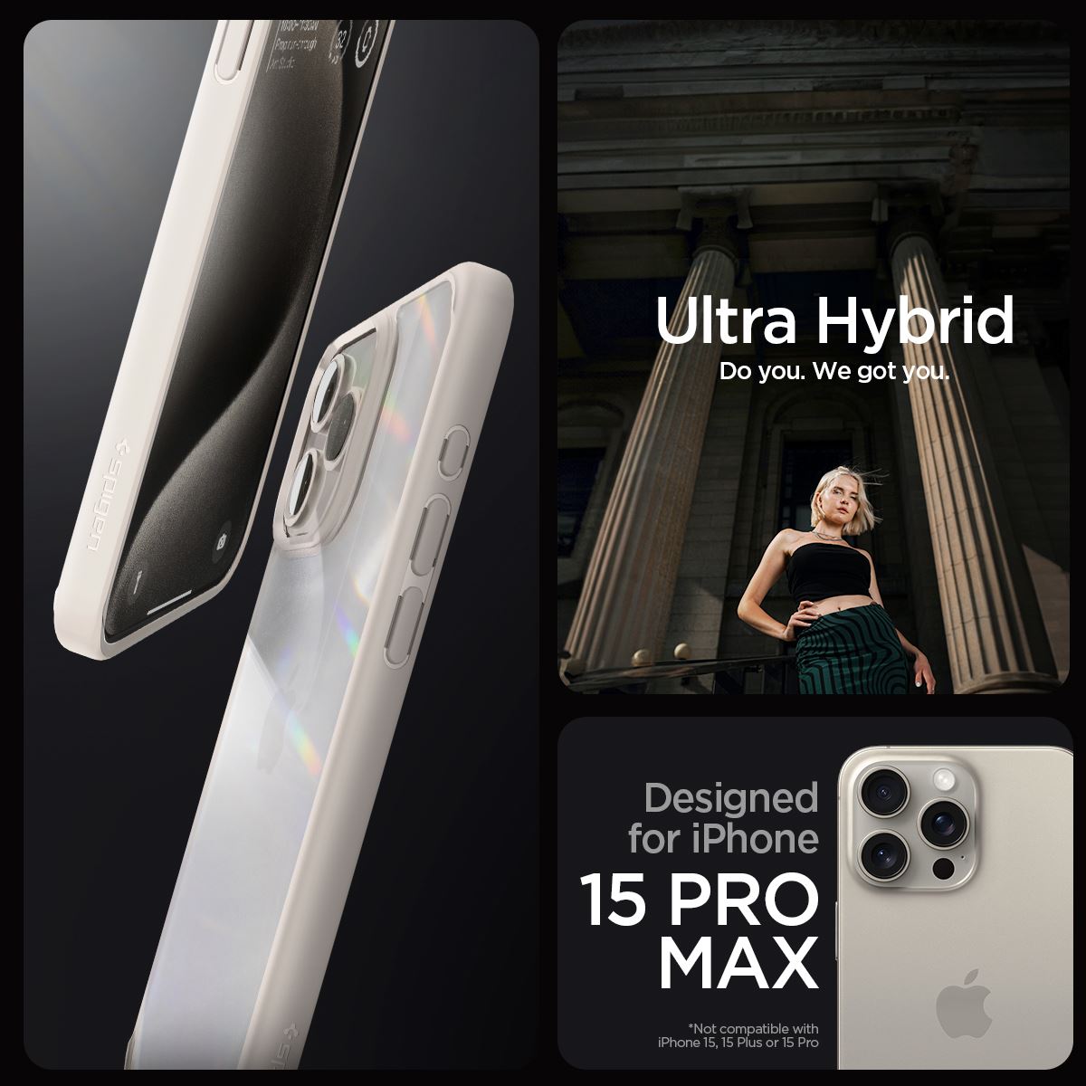 Spigen Ultra Hybrid, natural titanium - iPhone 15 Pro Max (4)