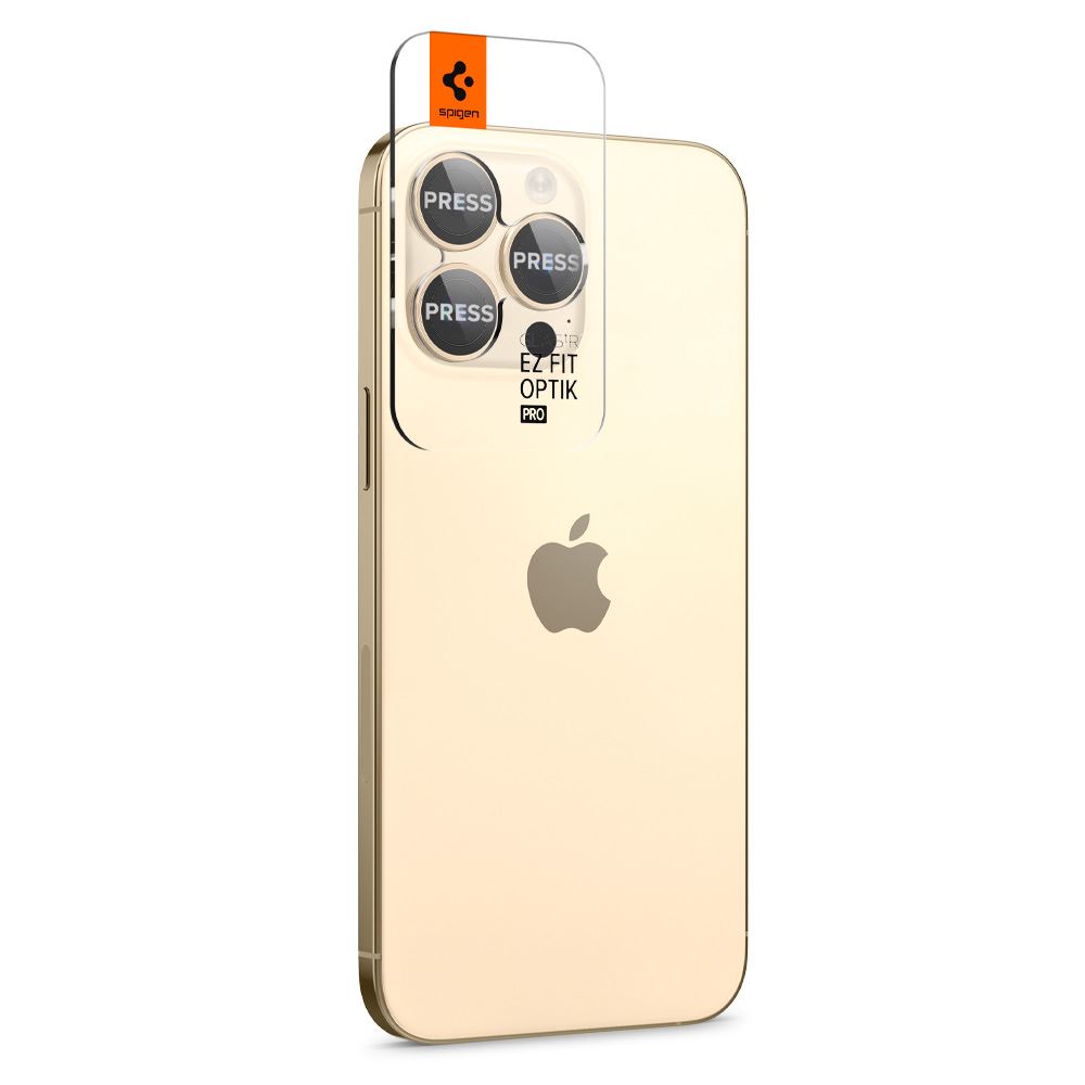 Spigen Glass EZ Fit Optik Pro 2 Pack, gold - iPhone 14 Pro/iPhone 14 Pro Max (2)