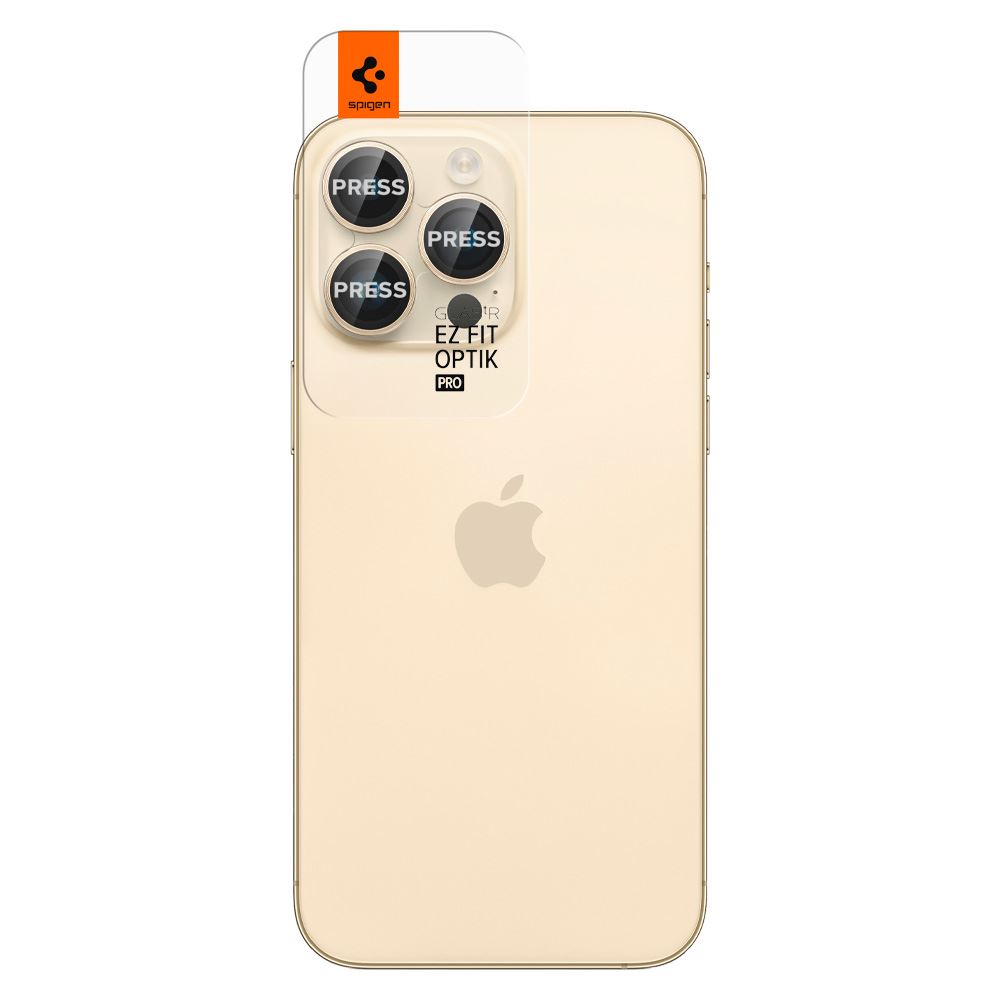 Spigen Glass EZ Fit Optik Pro 2 Pack, gold - iPhone 14 Pro/iPhone 14 Pro Max (7)