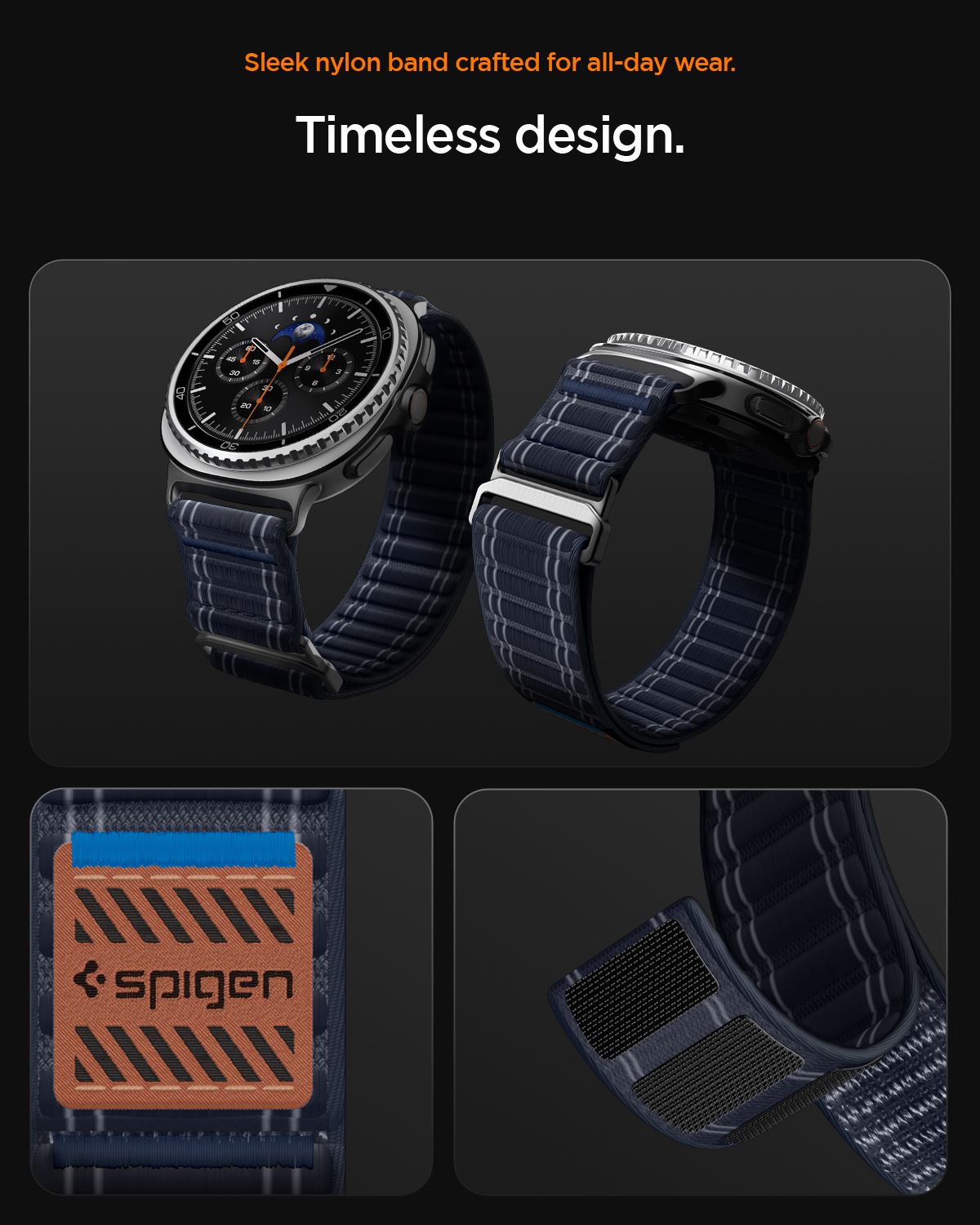 Spigen Fabric Band (hook-and-loop), navy - Samsung Galaxy Watch 8 46mm/44mm/40mm (16)