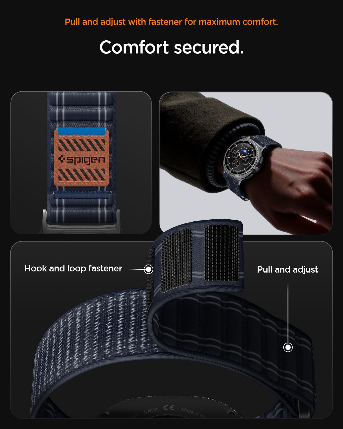 Spigen Fabric Band (hook-and-loop), navy - Samsung Galaxy Watch 8 46mm/44mm/40mm (17)