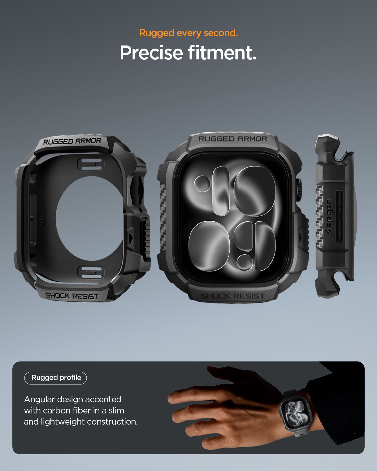 Spigen Rugged Armor 2, matte black - Apple Watch 11 42mm (13)