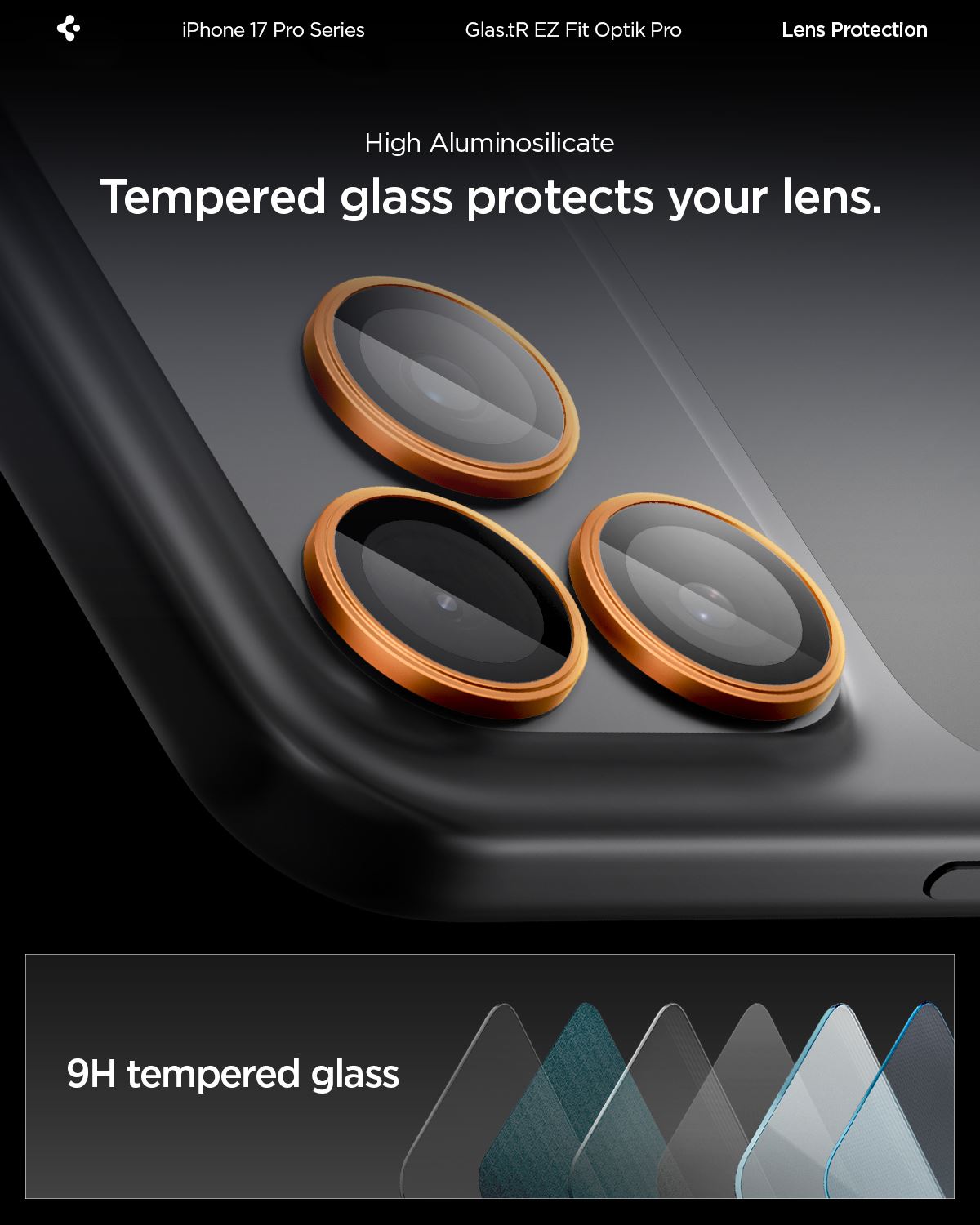 Spigen Glass tR EZ Fit Optik Pro 2 Pack, orange - iPhone 17/16/15/14 Pro / 17/16/15/14 Pro Max (12)