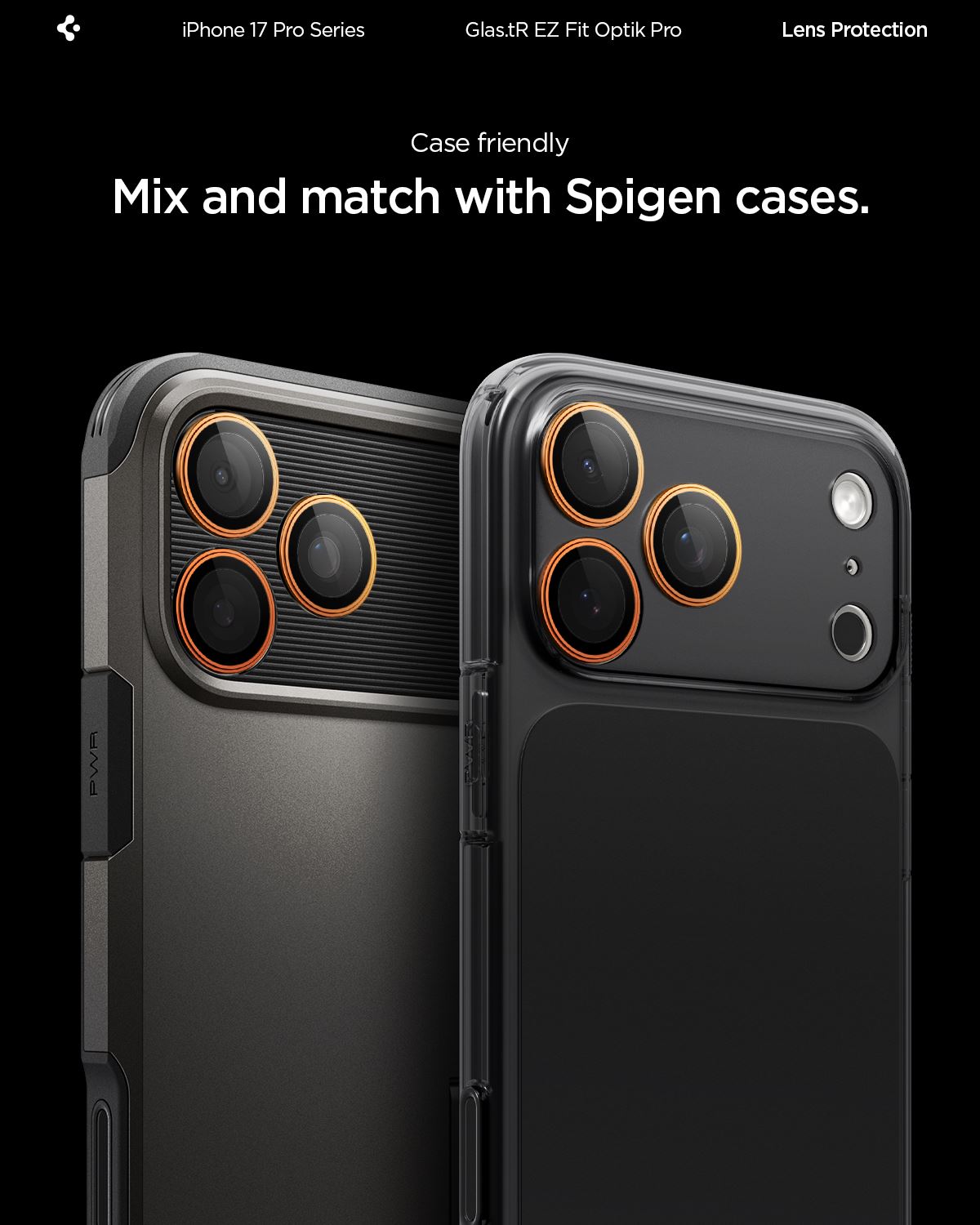 Spigen Glass tR EZ Fit Optik Pro 2 Pack, orange - iPhone 17/16/15/14 Pro / 17/16/15/14 Pro Max (13)