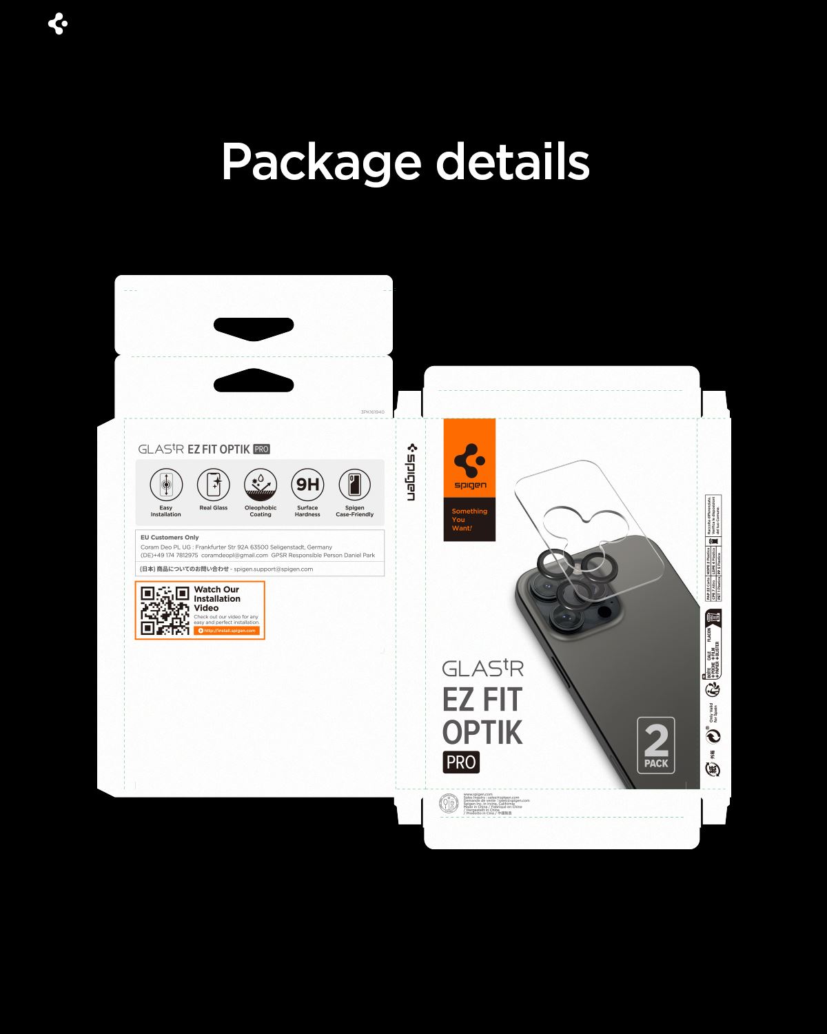 Spigen Glass tR EZ Fit Optik Pro 2 Pack, orange - iPhone 17/16/15/14 Pro / 17/16/15/14 Pro Max (7)