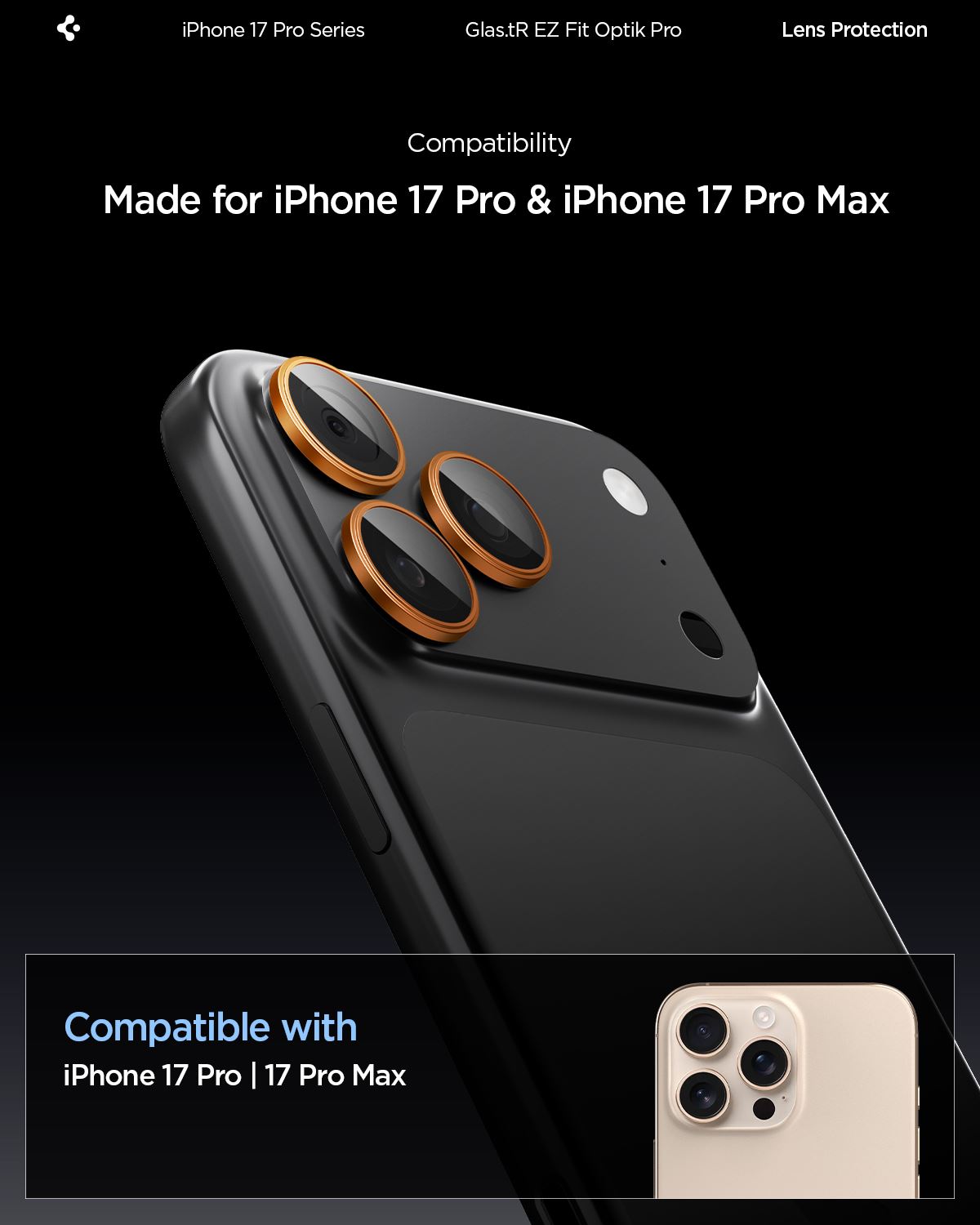 Spigen Glass tR EZ Fit Optik Pro 2 Pack, orange - iPhone 17/16/15/14 Pro / 17/16/15/14 Pro Max (8)