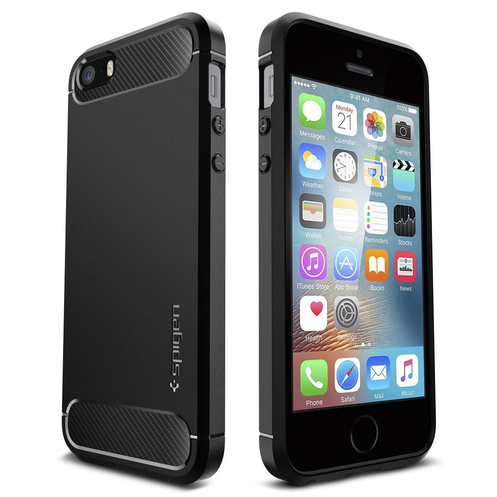 Spigen Rugged Armor, black - iPhone SE 2016/5s/5 (1)