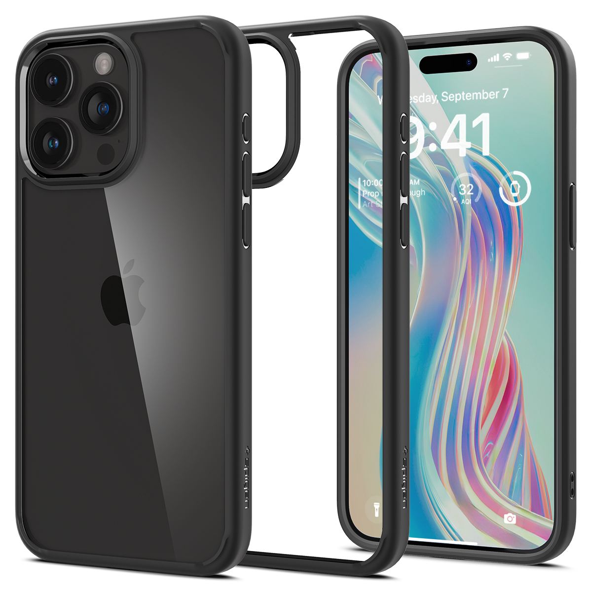 Spigen Crystal Hybrid, matte black - iPhone 15 Pro Max (1)