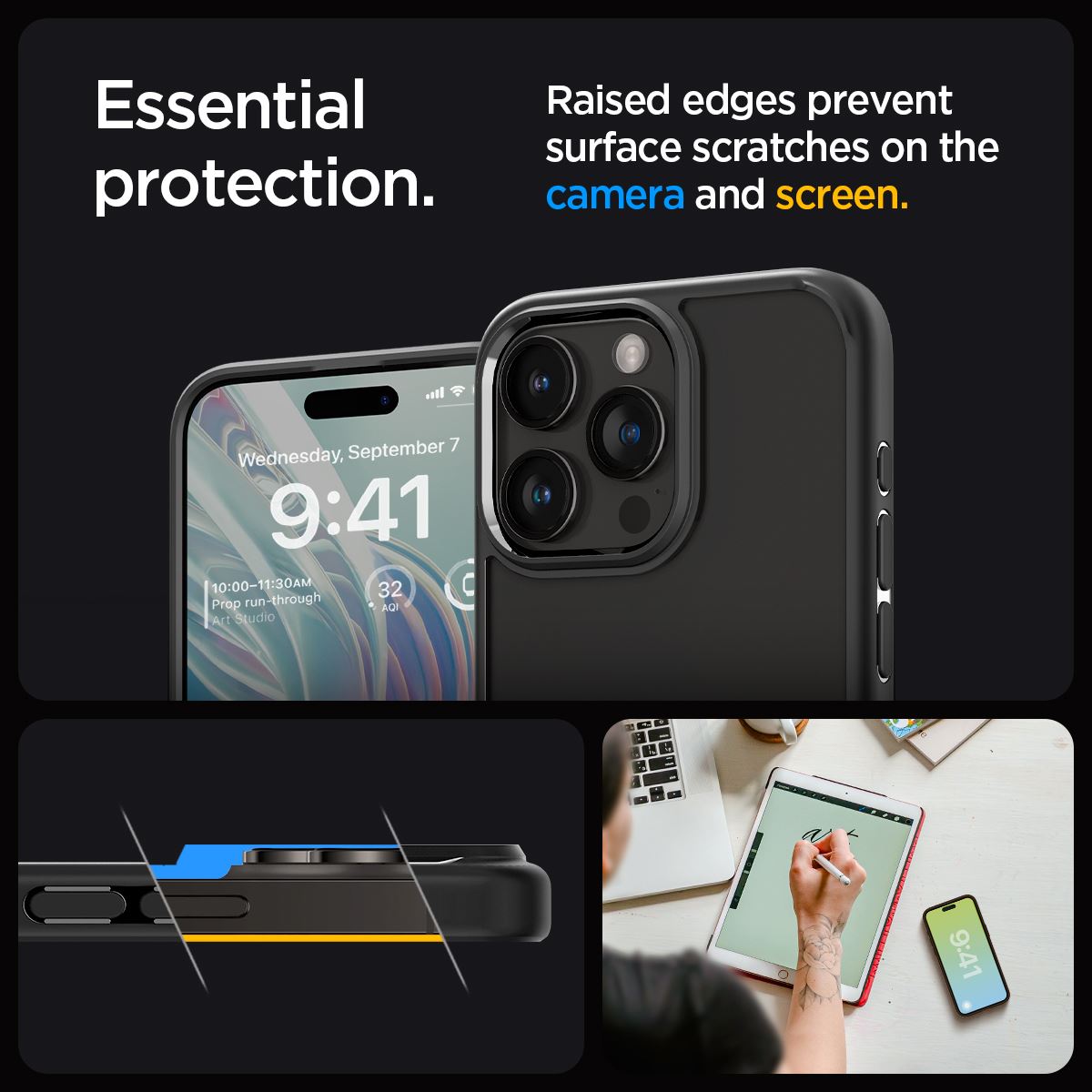 Spigen Crystal Hybrid, matte black - iPhone 15 Pro Max (13)